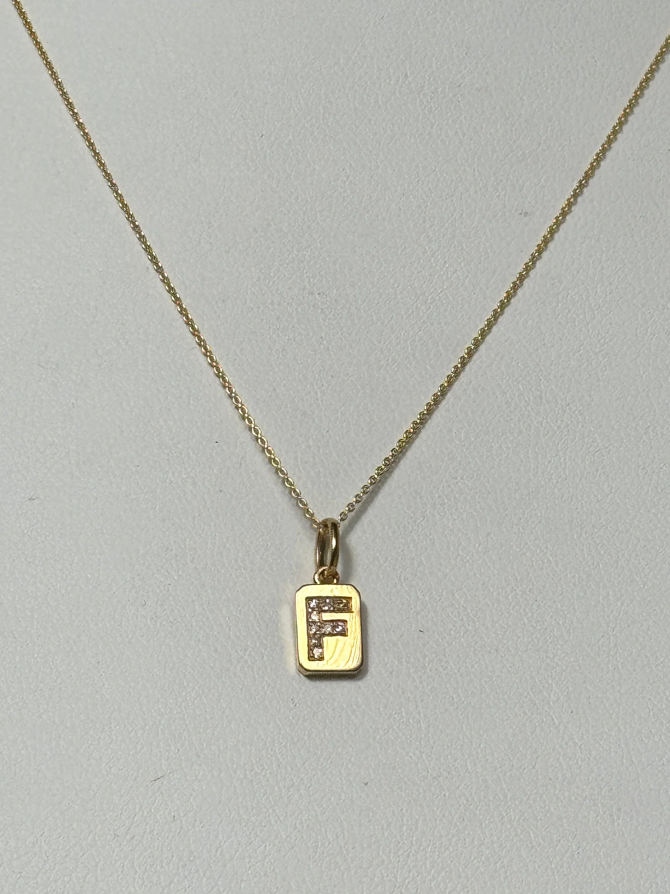 Spell It Out Diamond Initial Dog Tag Necklace | 14K Yellow Gold - Image 2