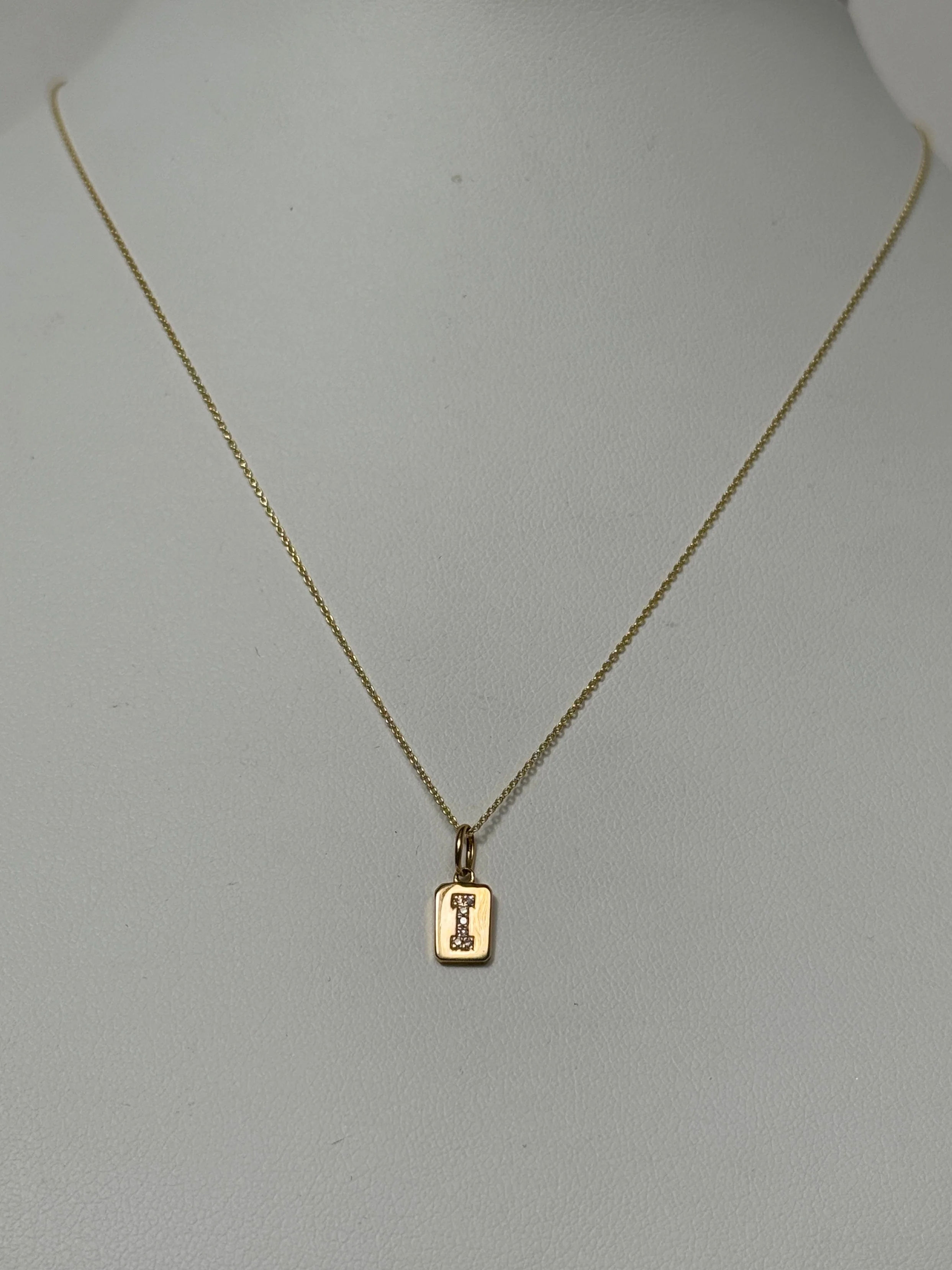 Spell It Out Diamond Initial Dog Tag Necklace | 14K Yellow Gold - Image 4