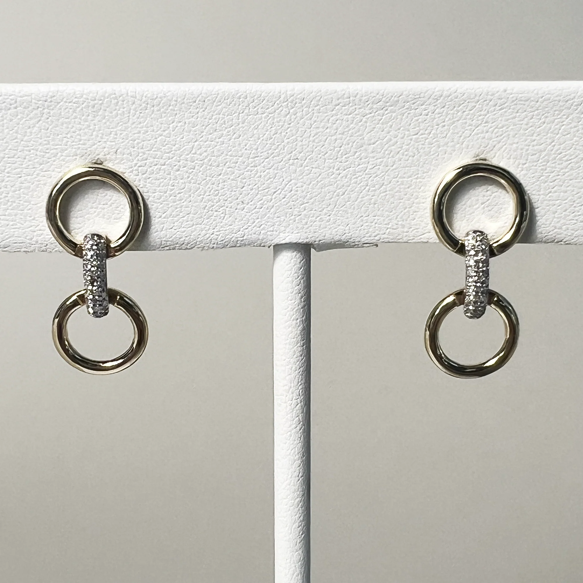 Stirrup Dangle Diamond Earrings | 14K Yellow Gold | 0.14 CTW (Approx) White Diamond