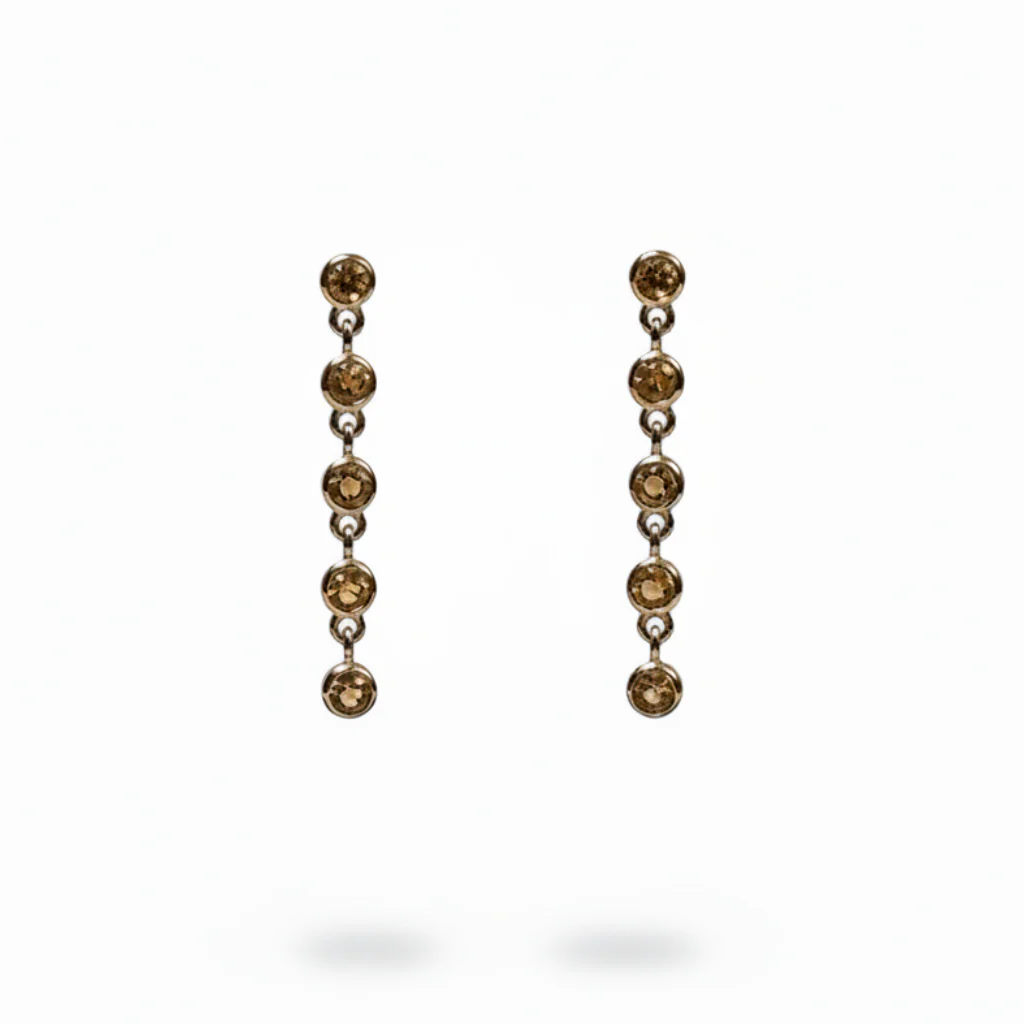 Sunny Citrine Drop Earrings | 10K Yellow Gold | Round Yellow Citrine
