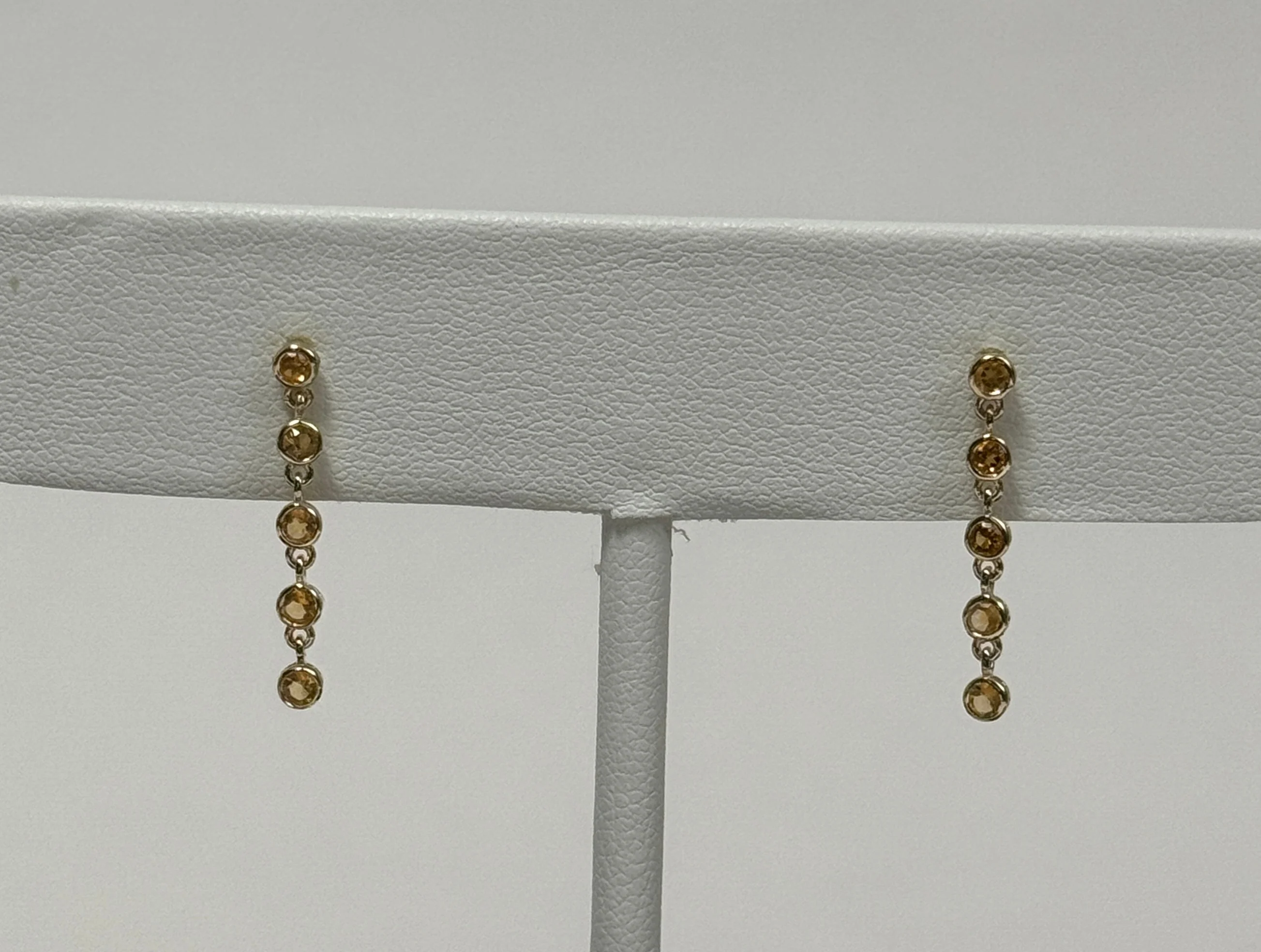 Sunny Citrine Drop Earrings | 10K Yellow Gold | Round Yellow Citrine - Image 2