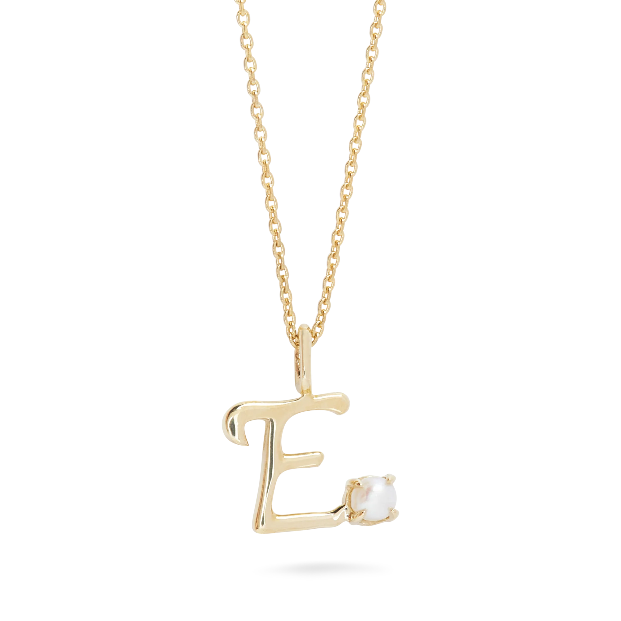 Teeny Pearl Cursive Initial Necklace | 10K Yellow Gold | White Pearl - Image 5