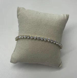 Tennis Bracelet | 10K Yellow Gold | Round White Lab Diamond