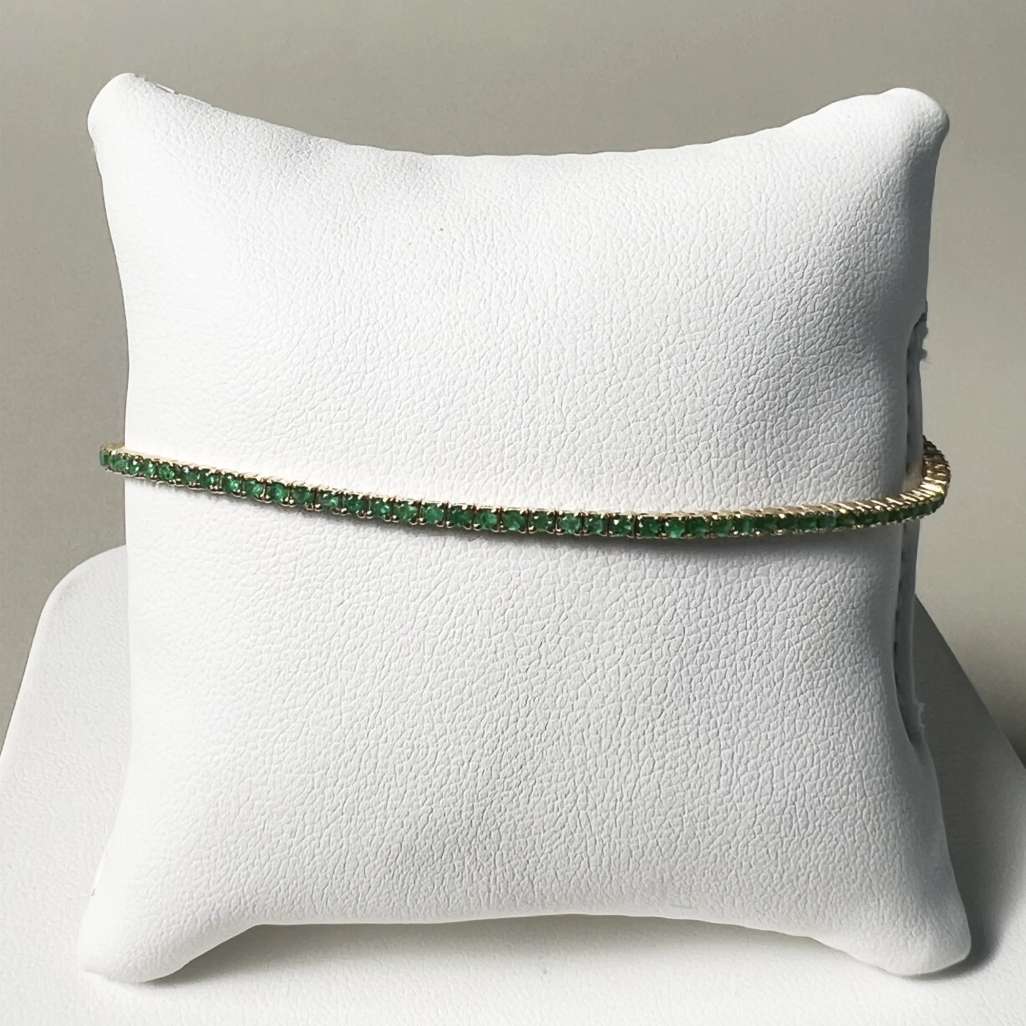 Tennis Bracelet | 14K Yellow Gold | Green Emerald