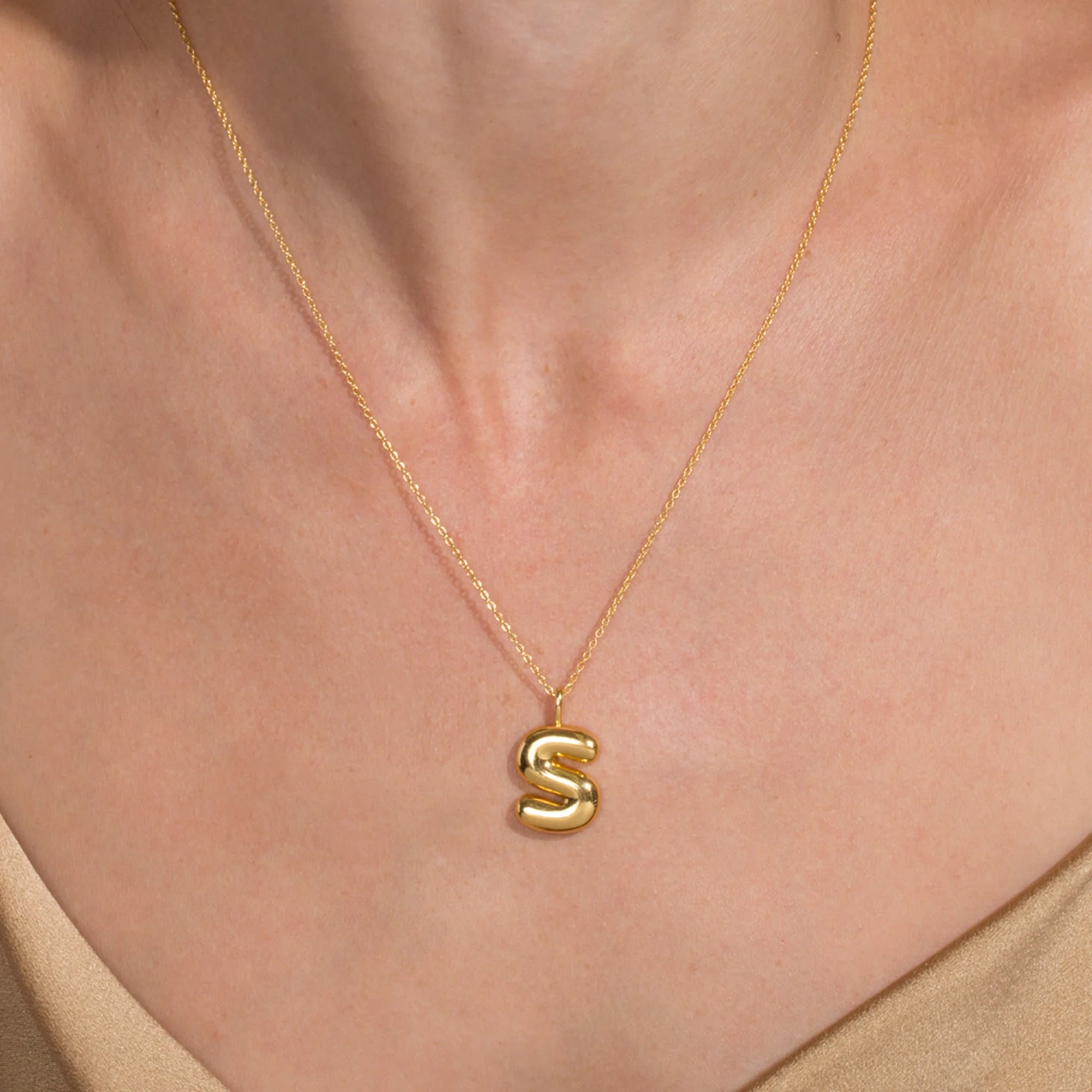 XL Bubble Tea Initial Necklace | Gold Vermeil - Image 3