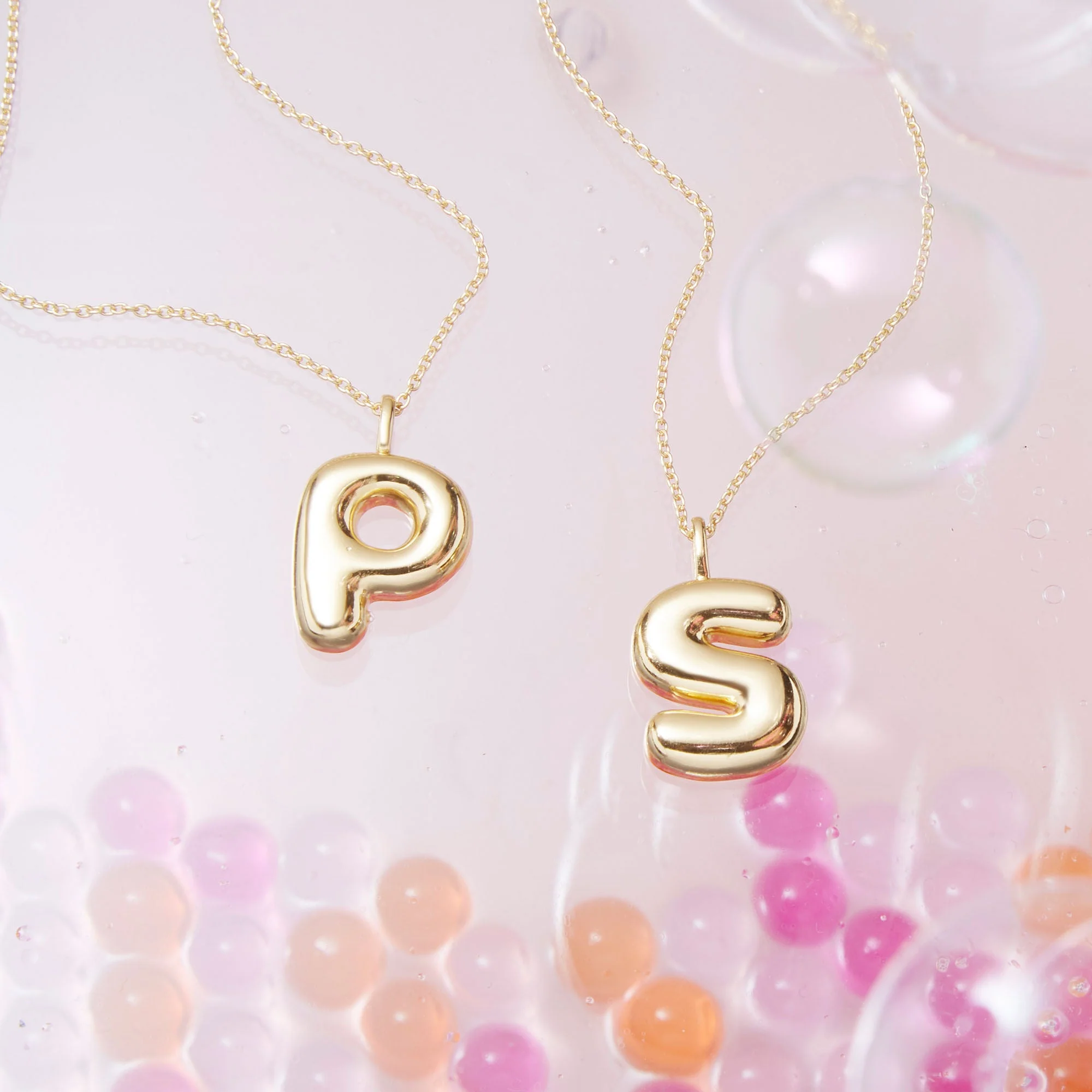 XL Bubble Tea Initial Necklace | Gold Vermeil - Image 4