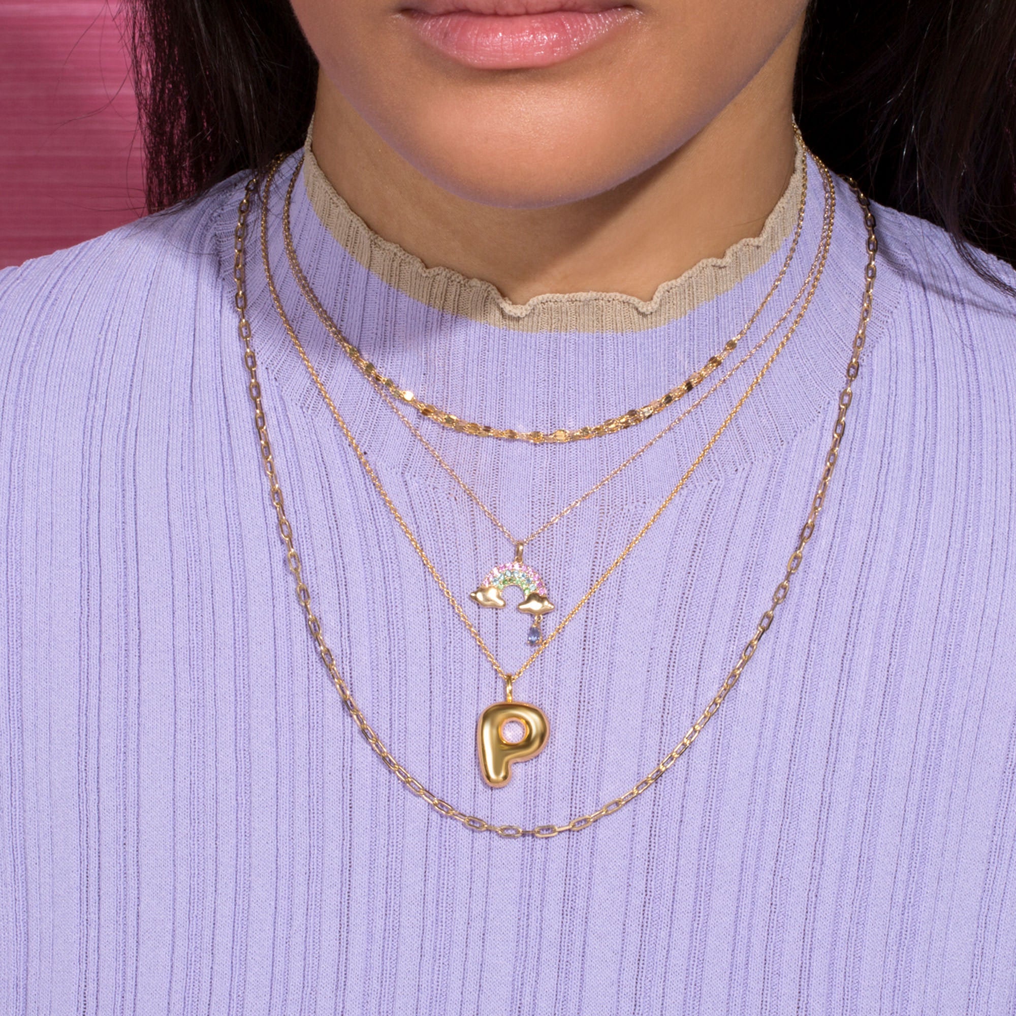 XL Bubble Tea Initial Necklace | Gold Vermeil - Image 5