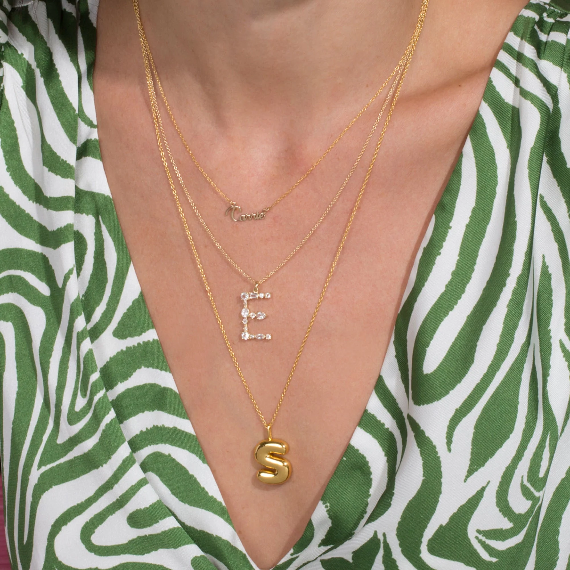 XL Bubble Tea Initial Necklace | Gold Vermeil - Image 7