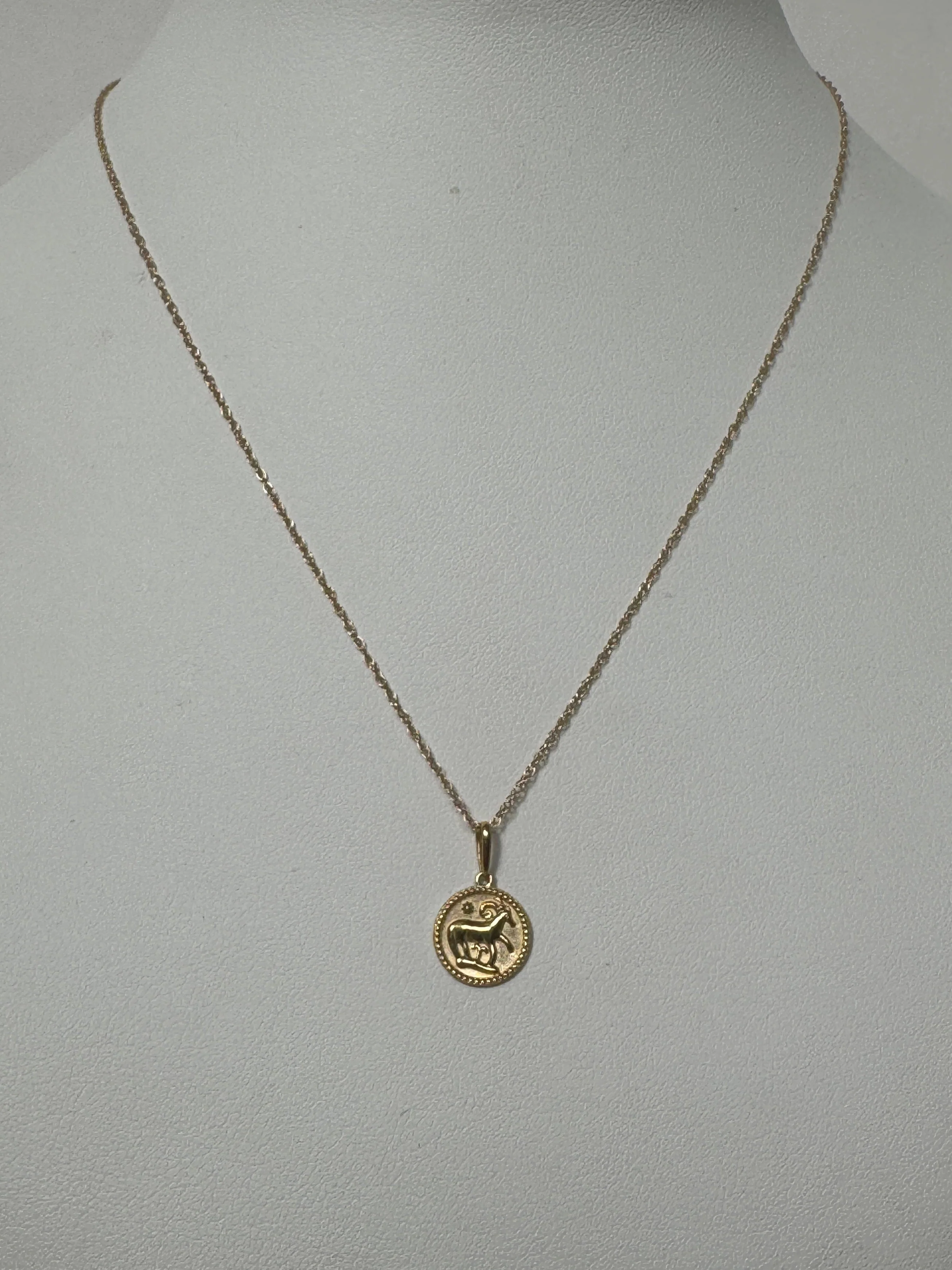 Zodiac Coin Pendant Necklace | 10K Yellow Gold - Image 2