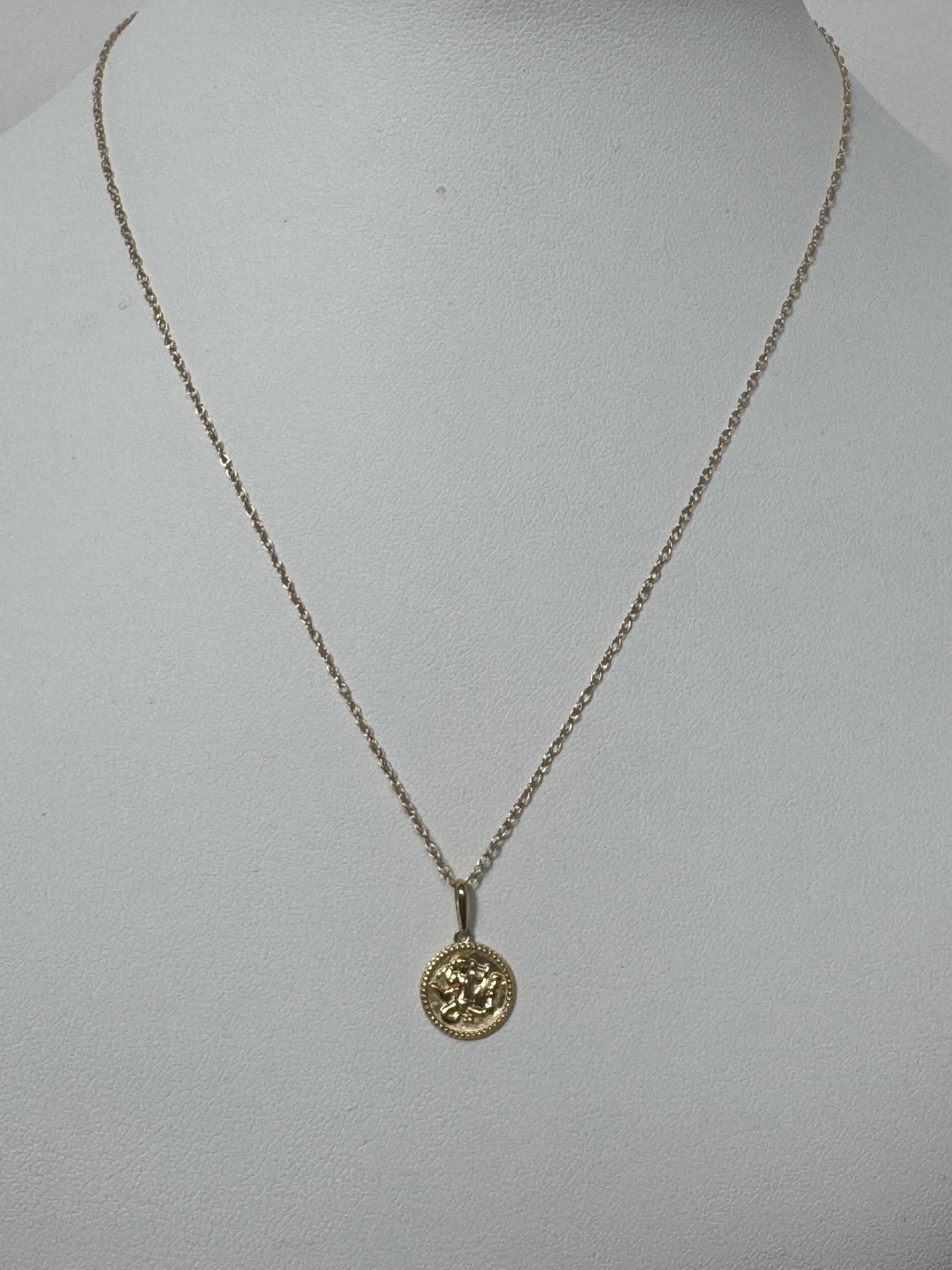Zodiac Coin Pendant Necklace | 10K Yellow Gold - Image 3