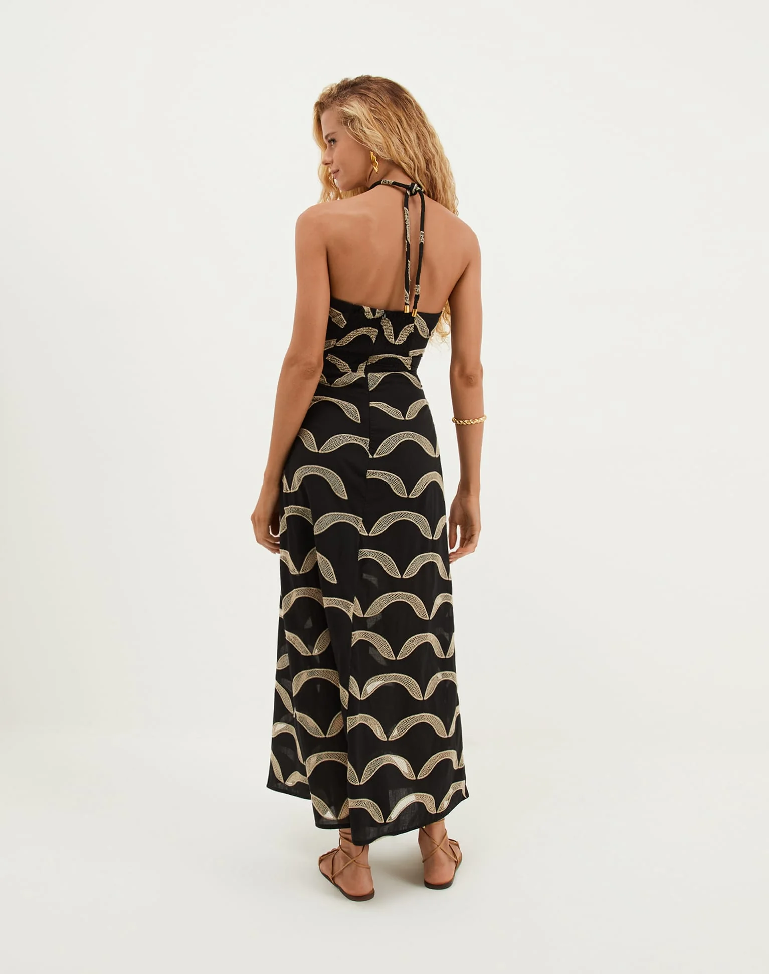 Eyelet Aila Long Dress | Black - Image 4