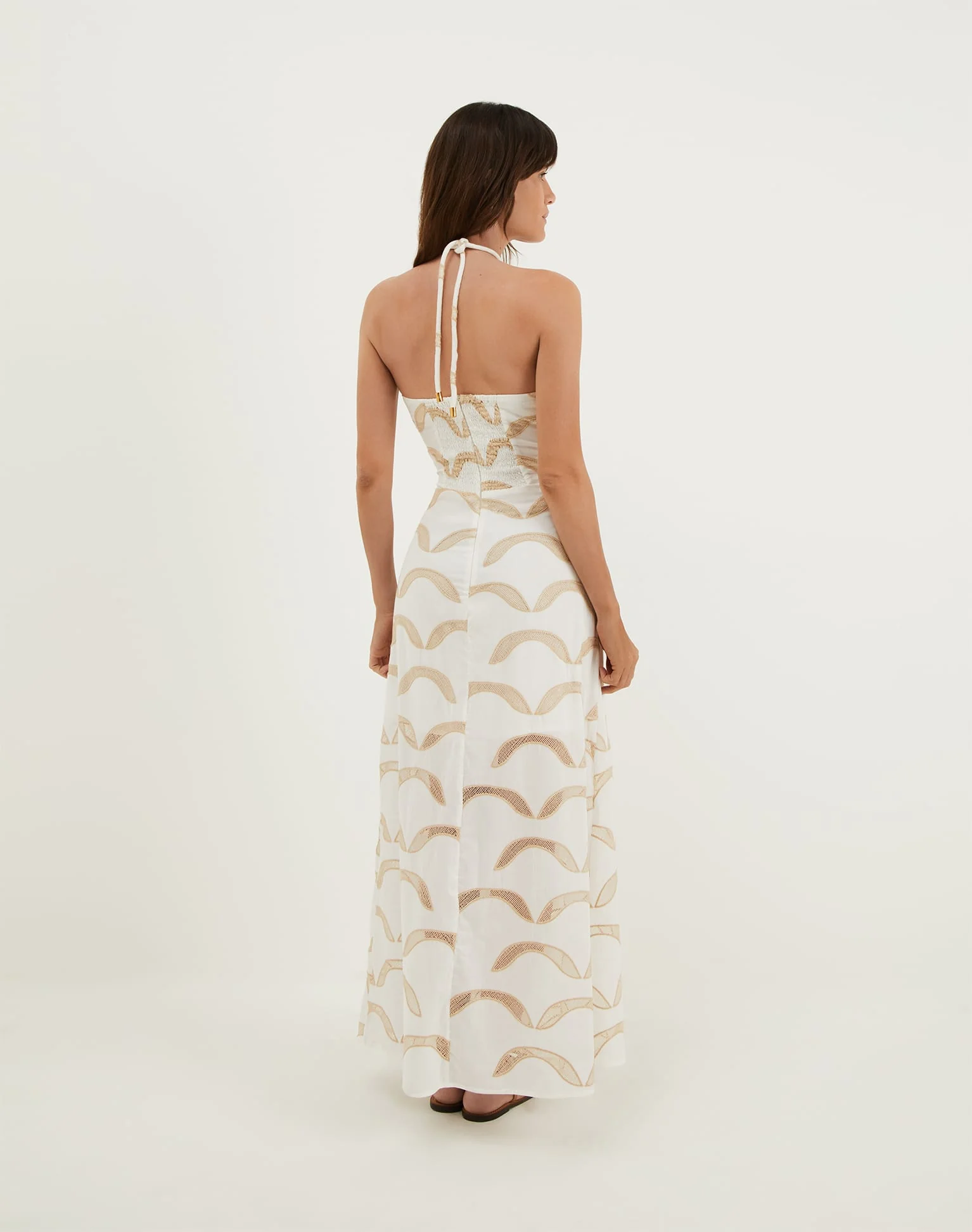 Eyelet Aila Long Dress | Off White - Image 3