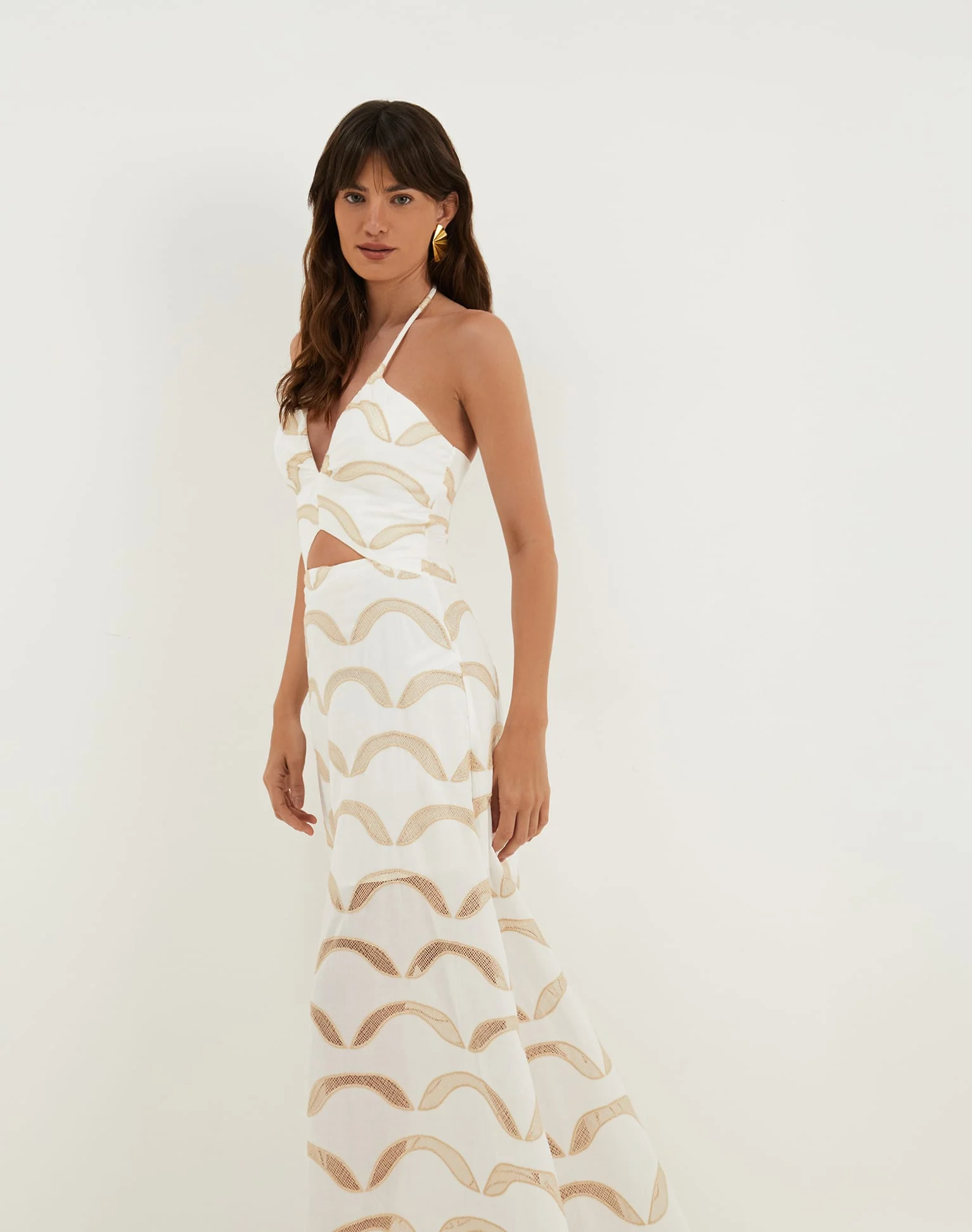 Eyelet Aila Long Dress | Off White - Image 4