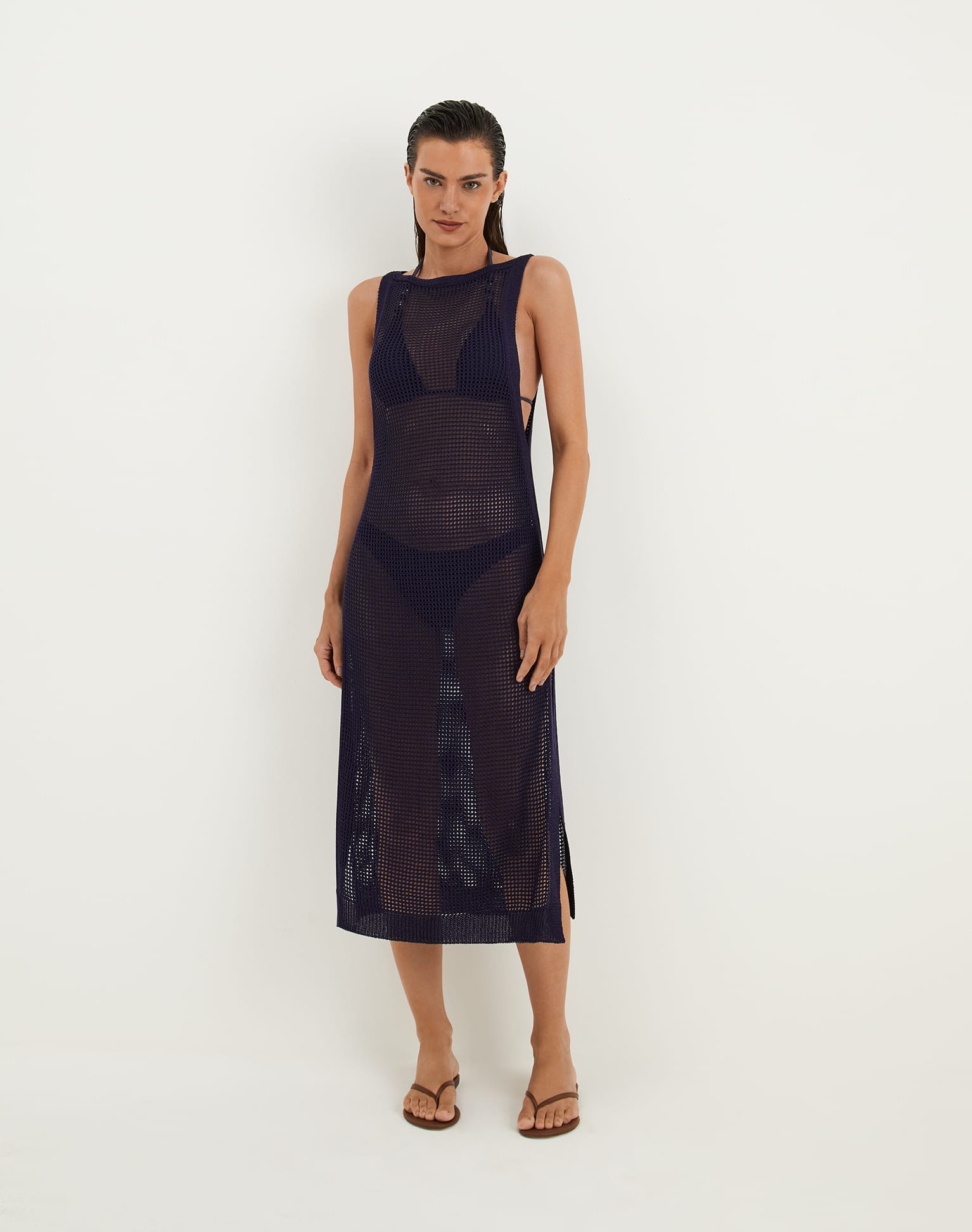 Knit Hanna Long Cover Up | Sailboat - Image 2