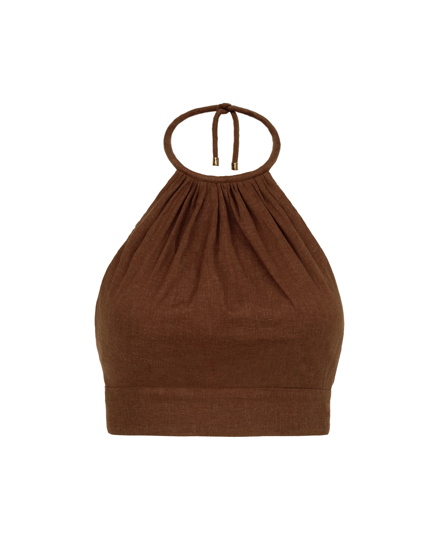 Ibiza High Neck Halter Top | Brown