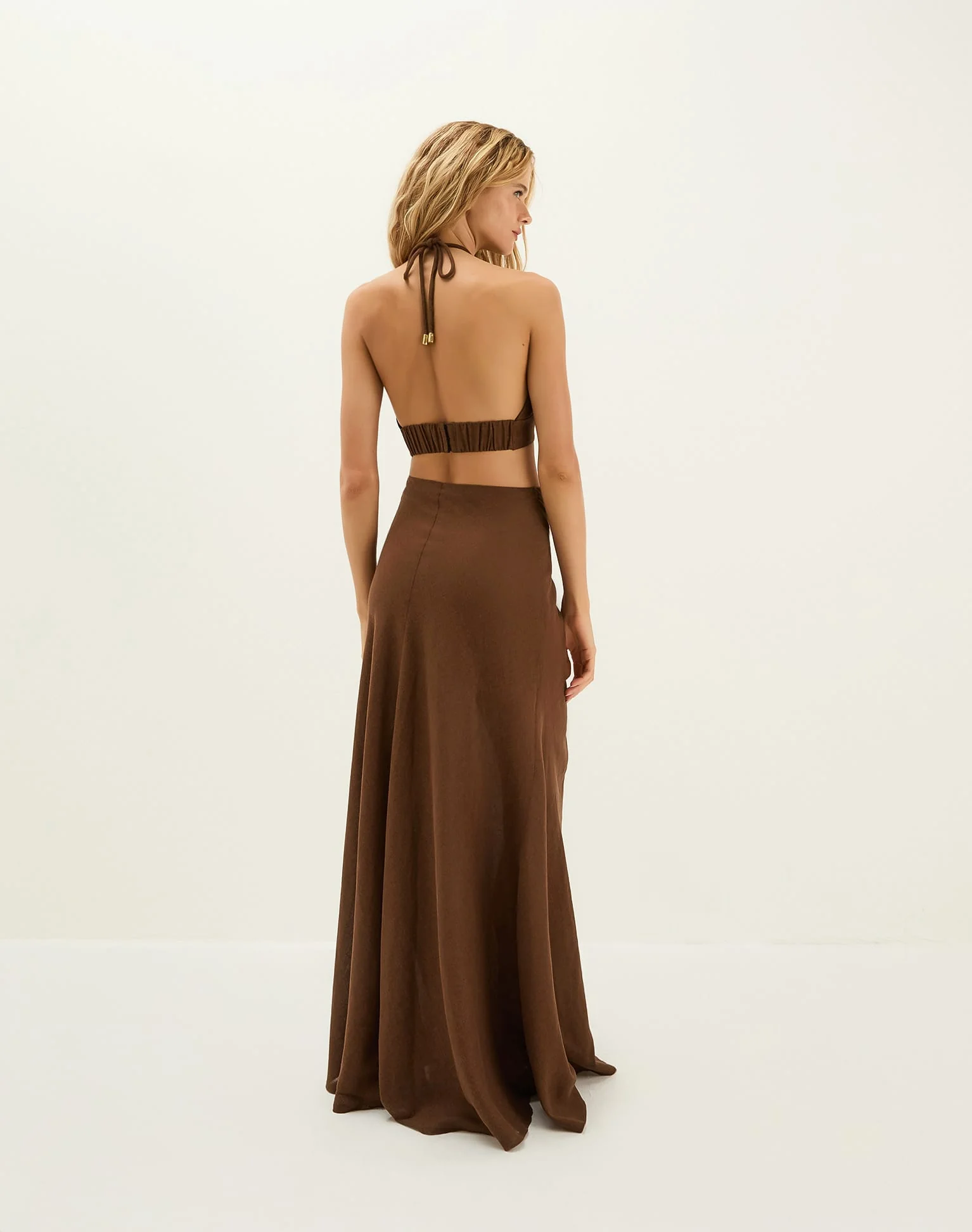 Ibiza High Neck Halter Top | Brown - Image 4