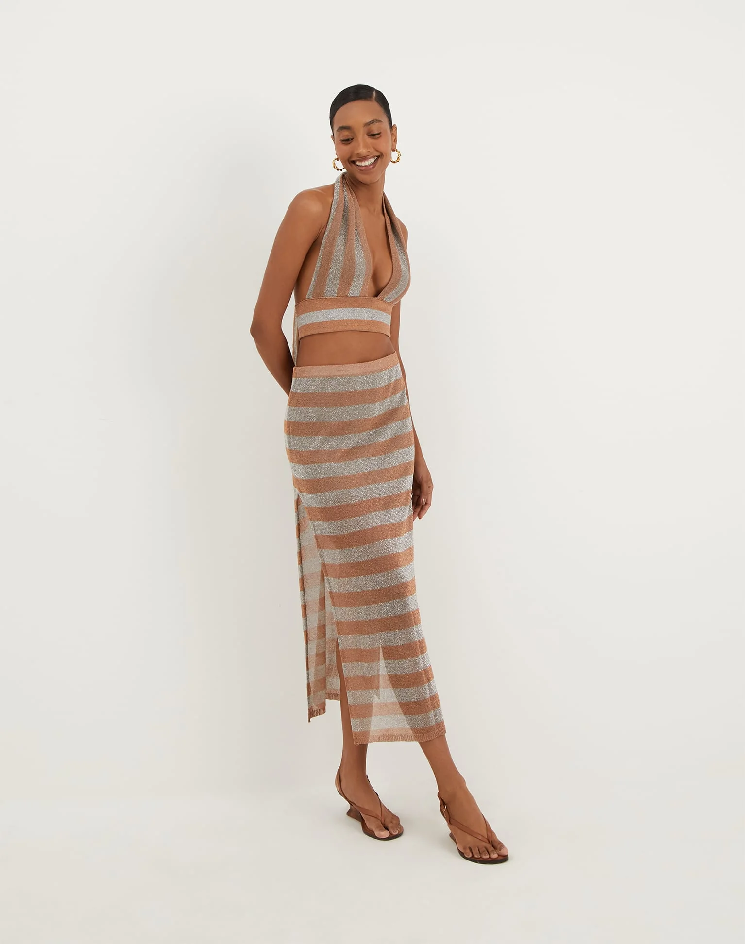 Knit Luna Halter Top | Striped Eclair - Image 2