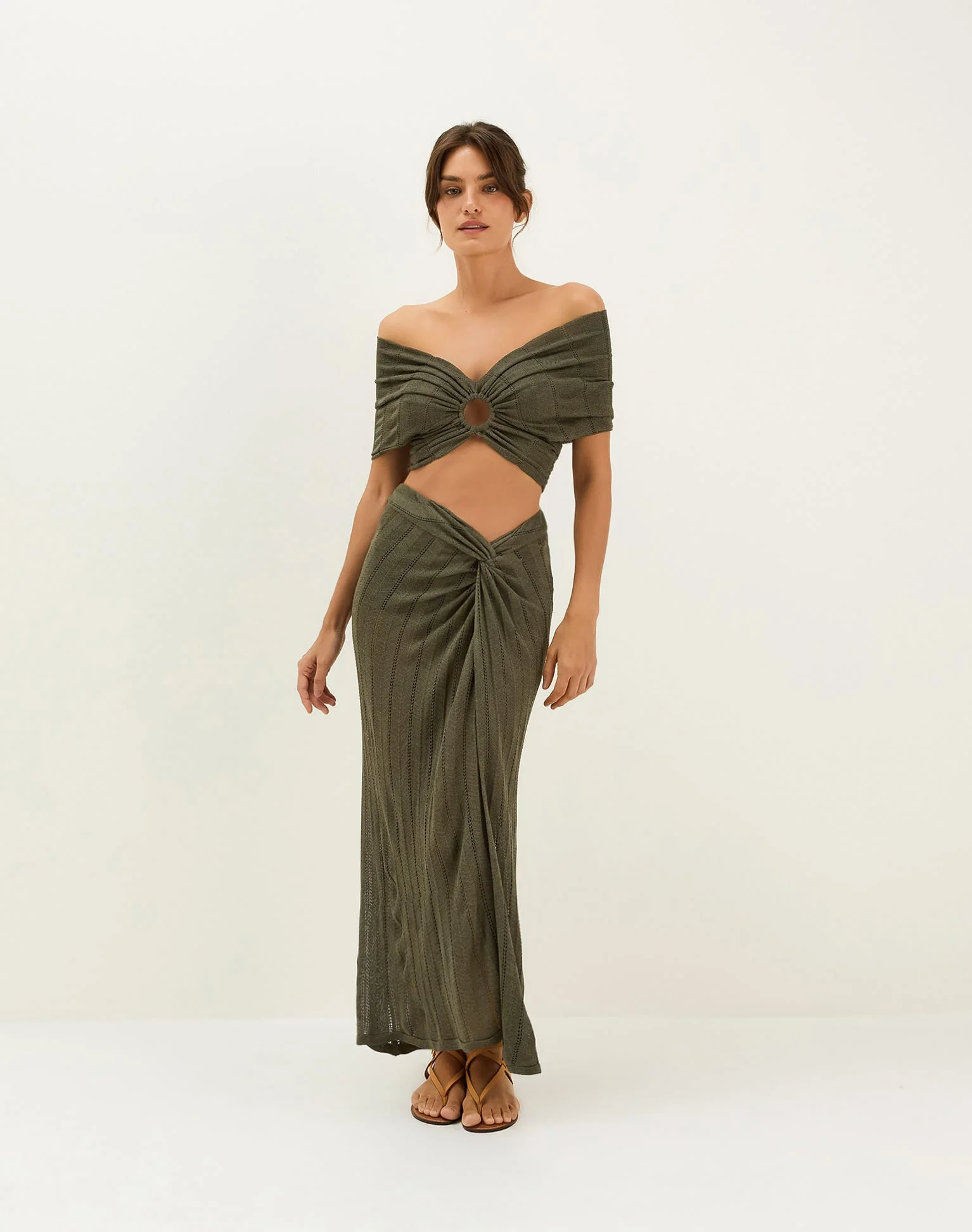 Knit Solaro Bardot Top | Evergreen - Image 7