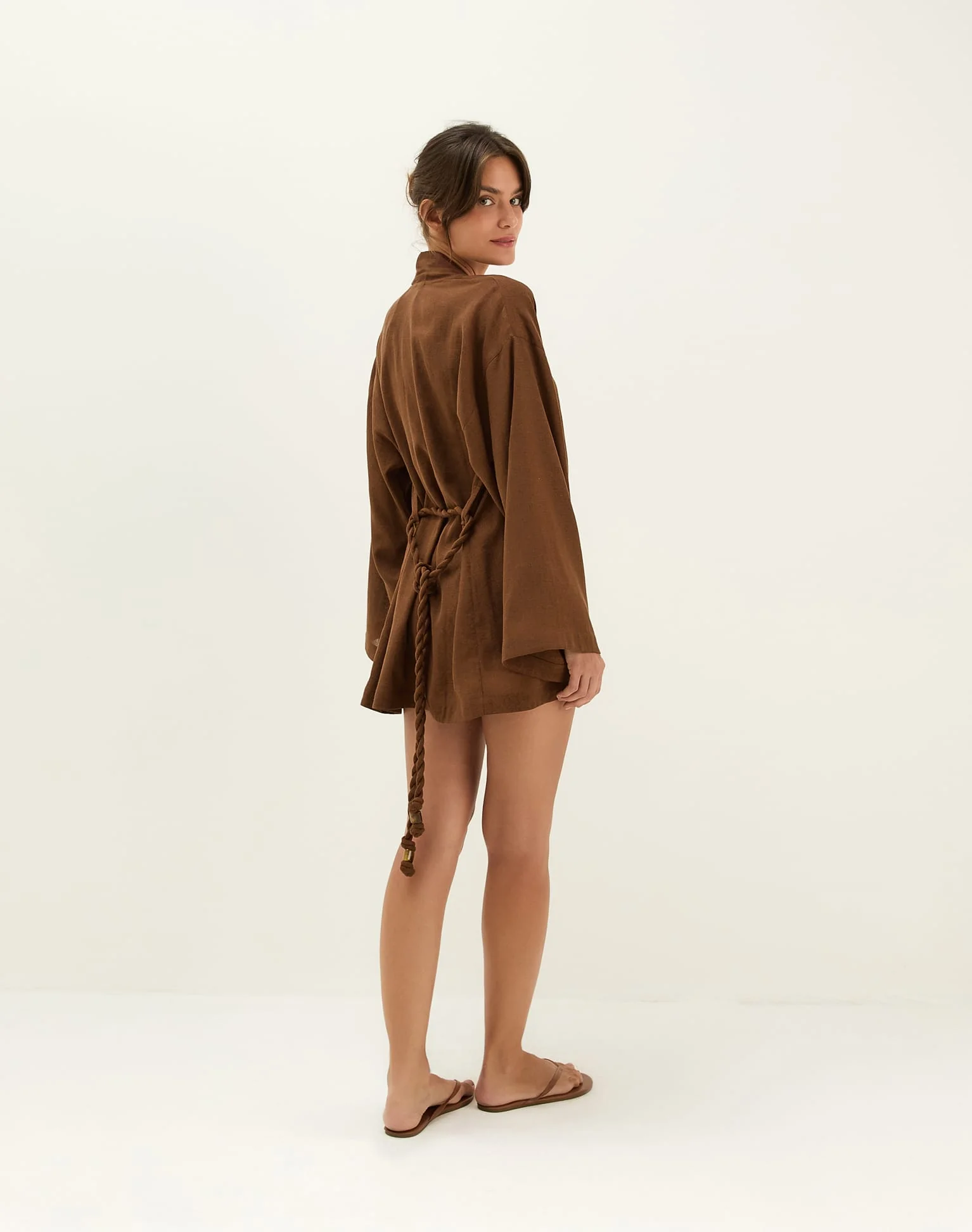 Luna Short Kimono | Brown - Image 5