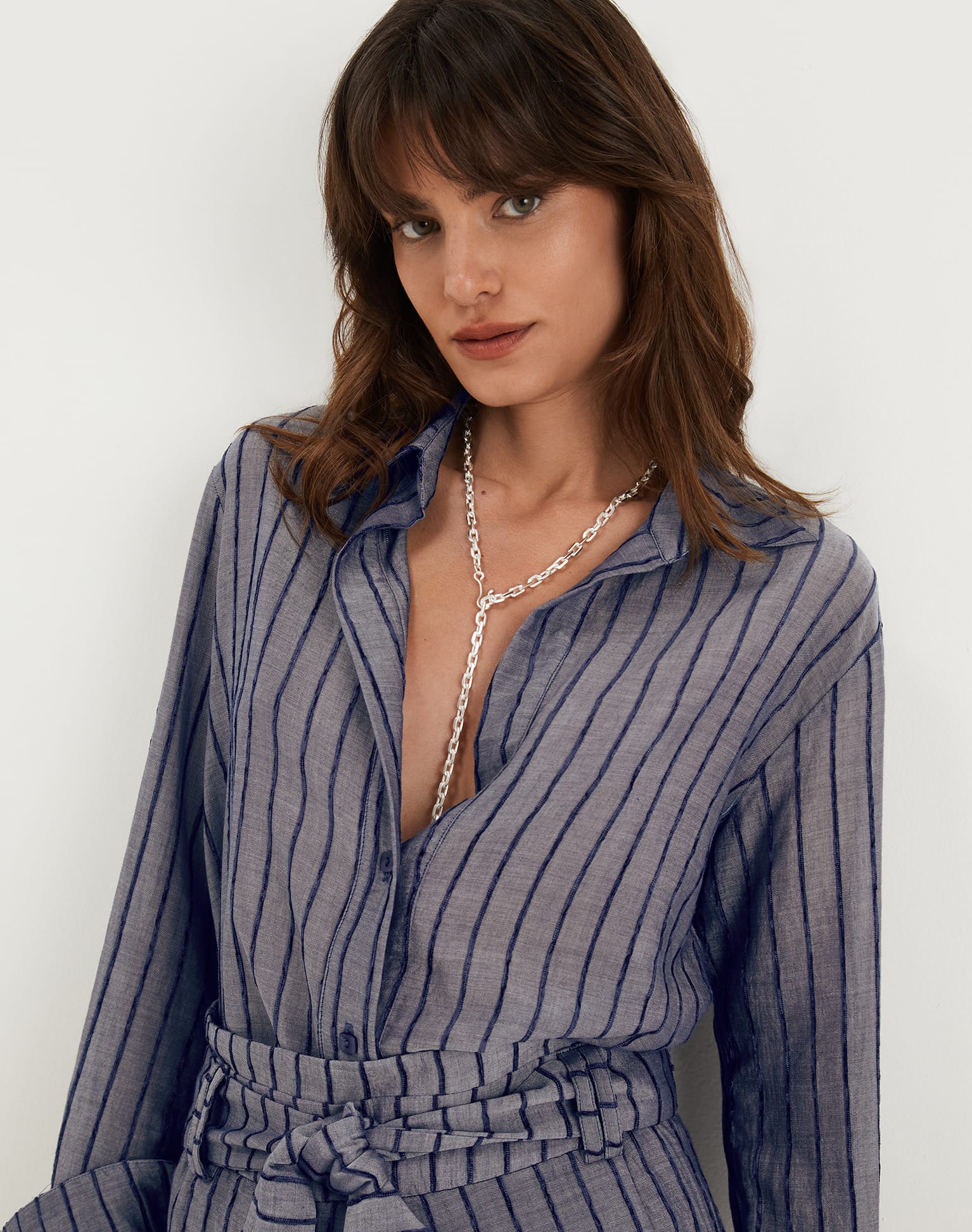 Lyra Long Sleeve Blouse | Sailboat Pinstripe - Image 5